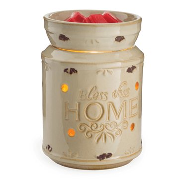 CERAMIC ILLUMINATION TART WARMER - BLESS THIS HOME CREAM